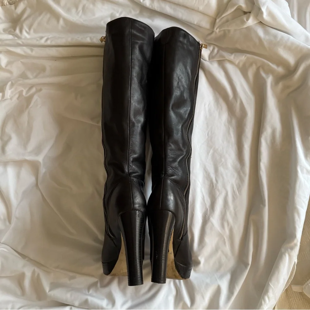 MICHAEL KORS Black Leather Tall Boots Women Size 9 - Picture 5 of 16